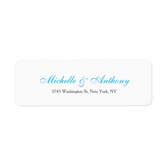 Etiqueta Script Elegante de Casamento Céu Azul (Frente)