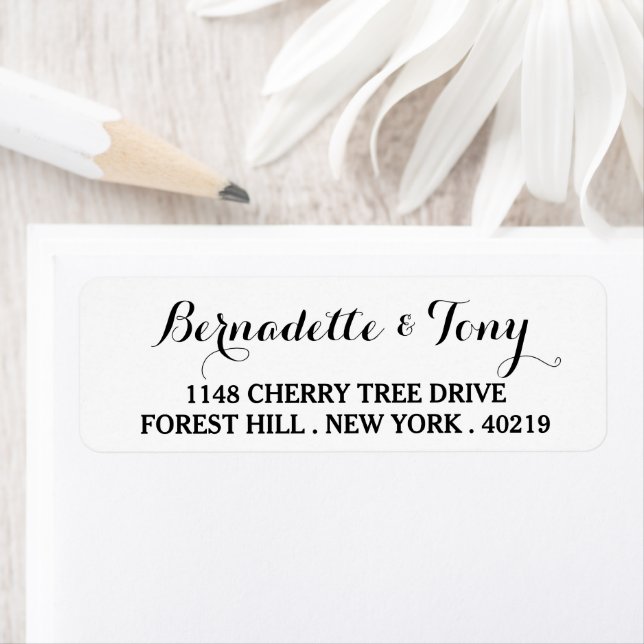 Etiqueta Script Estiloso Nome e Endereço Personalizados (Insitu)