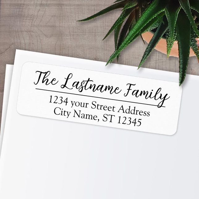 Etiqueta Script Everglow do Nome da Família Personalizada d (Personalized Return Address Labels - Fun, modern fonts)