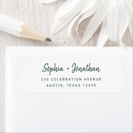Etiqueta Script Minimalista Moderno | Casamento Verde Emera