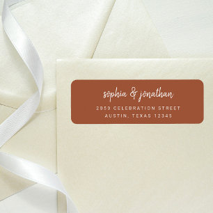 Etiqueta Script Minimalista Moderno Terracotta Casamento