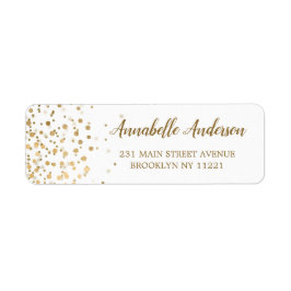 Etiqueta Script Simples de Confetti Glitter Dourado Elegant