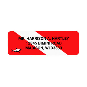 Etiqueta Scuba Diving Flag Return Address Label