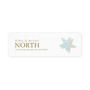 Etiqueta Sea Foam Beach Wedding Starfish ID837