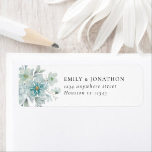 Etiqueta Sea Mist Teal Blue Florals Endereço de devolução