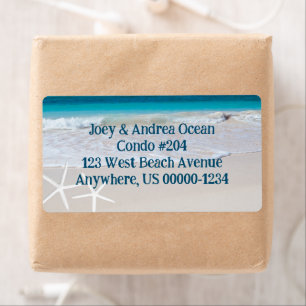 Etiqueta Sea Stars Beach Background Shipping Labs