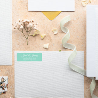 Etiqueta Seafoam Stylized Names Endereço de Devolução de Ca