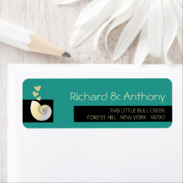 Etiqueta Seashell and Hearts, Beach Wedding