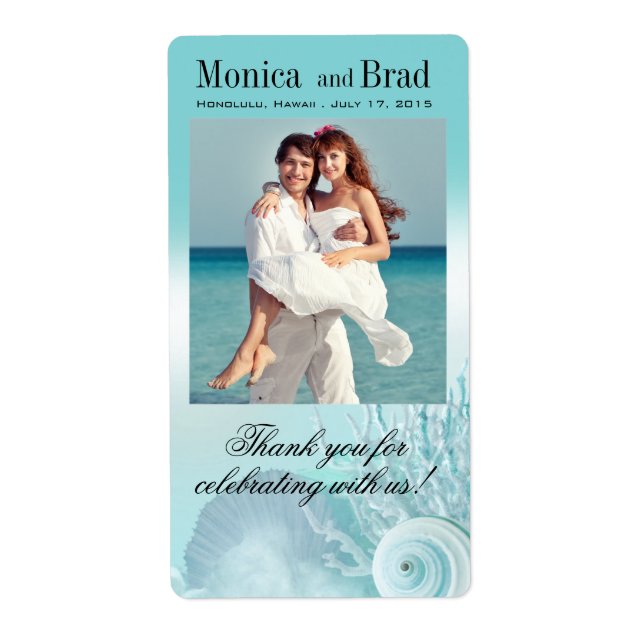 Etiqueta Seashell Dreams Beach Weding Wine/Champagne (Frente)