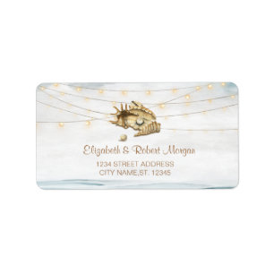 Etiqueta Seashells,Sea,String Lights Casamento