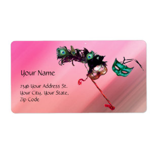 Etiqueta Seda fúcsia do preto azul do rosa do MASCARADA do