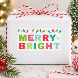 Etiqueta Selo de Presente de Natal Colorido Alegre e Brilha