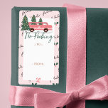 Etiqueta Sem Vintage Rosa De Pequim Para E Do Natal<br><div class="desc">Celebrar a época mágica e festiva de férias com nosso feriado personalizado de e para etiquetas adesivas gif. A nossa design de Natal apresenta uma carrinha retrógrada rosa giro numa fazenda de árvore de Natal que escolhe uma árvore de Natal. As palavras fa la são escritas à mão. "No Peeking"...</div>