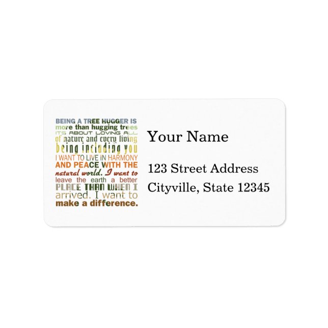 Etiqueta Sendo um Hugger de Árvore (Frente)