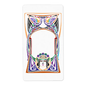 Etiqueta Senhora do pavão do nouveau da arte