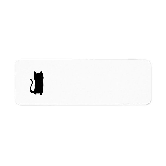 Etiqueta Sentado na Silhouette de Gato Negro. (Frente)