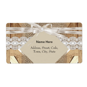 Etiqueta Serapilheira branca bege da madeira do laço da