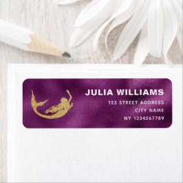 Etiqueta Sereia Aniversário Roxo Dourado