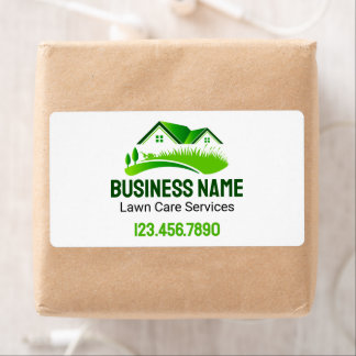 Etiqueta Serviço de Corte de Grama Logotipo Verde Branco