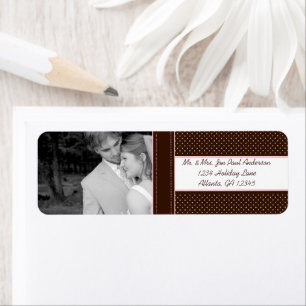 Etiqueta Seu Casamento Fotográfico Profundo Marrom e Pontos