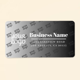 Etiqueta Seu logotipo aqui é branco com estilo e cor editáv