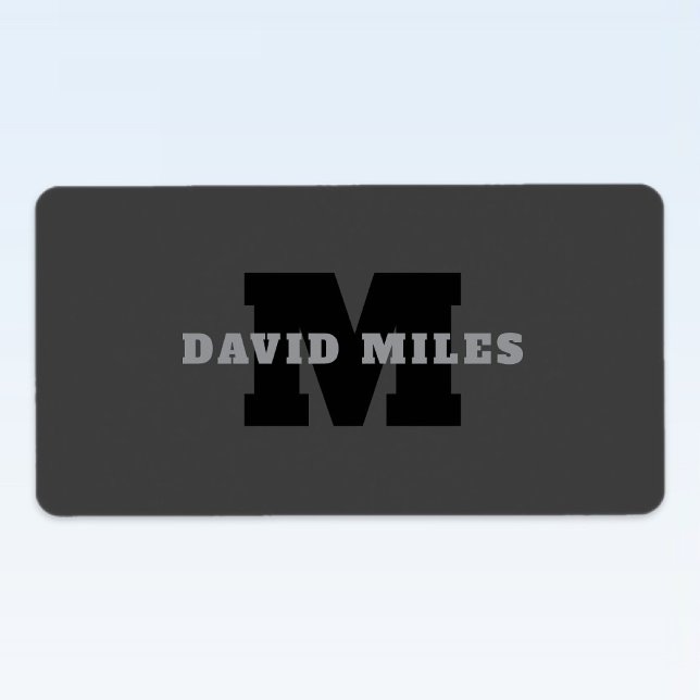 Etiqueta Seu nome ou nome comercial | Cinza Masculina Moder (Criador carregado)