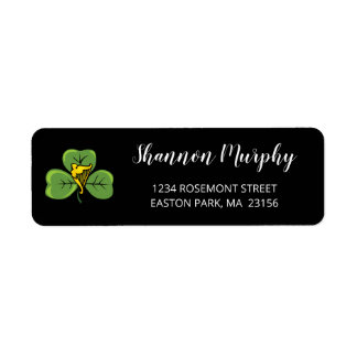 Etiqueta Shamrock Irish Harp Elegation Script