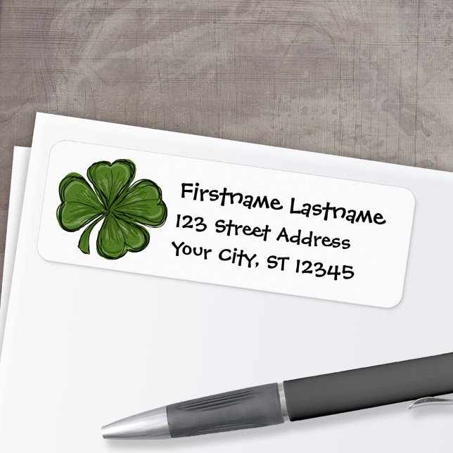 Etiqueta Shamrock moderno com endereço de retorno (Personalized Return Address Label)