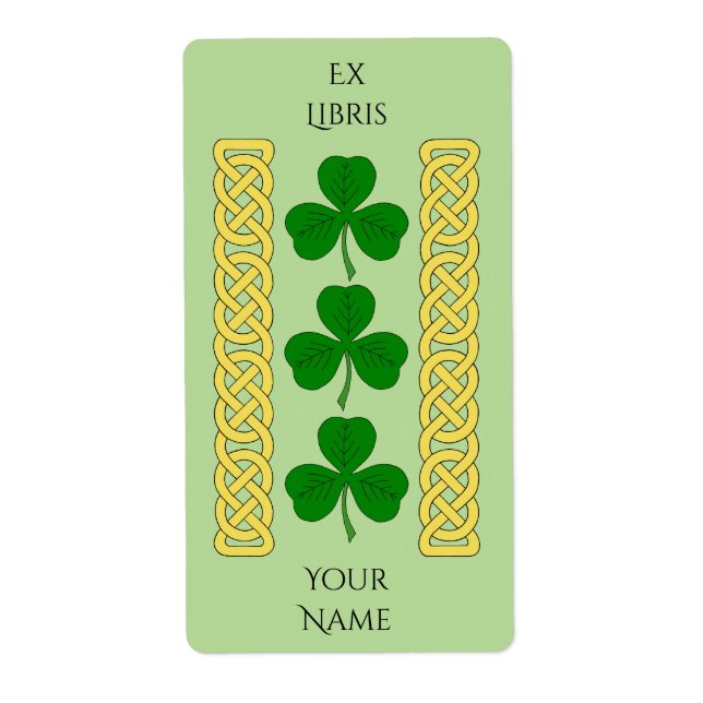 Etiqueta Shamrock Trio e Knotwork Banda Bookplate (Frente)
