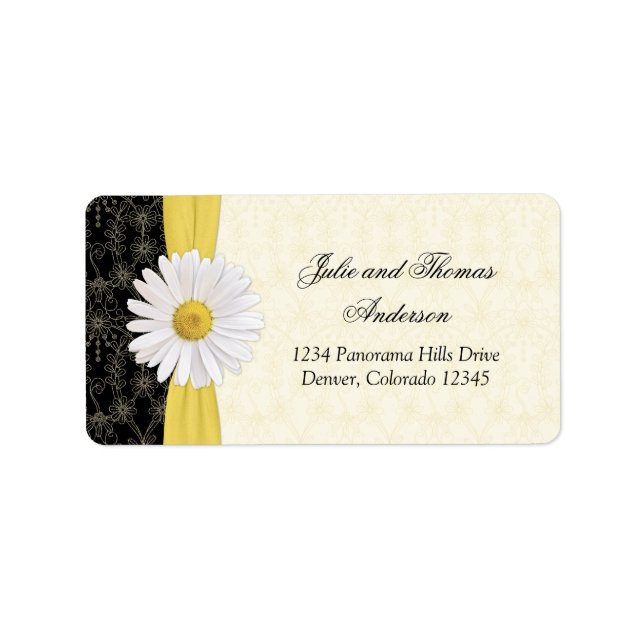 Etiqueta Shasta Daisy Floral Wedding Labs (Frente)