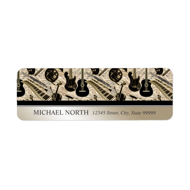 Etiqueta Sheet Music and Instruments Black/Gold (Frente)