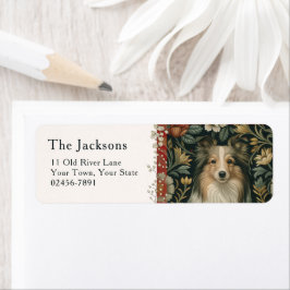Etiqueta Sheltie Floral Vintage Shetland Sheepdog