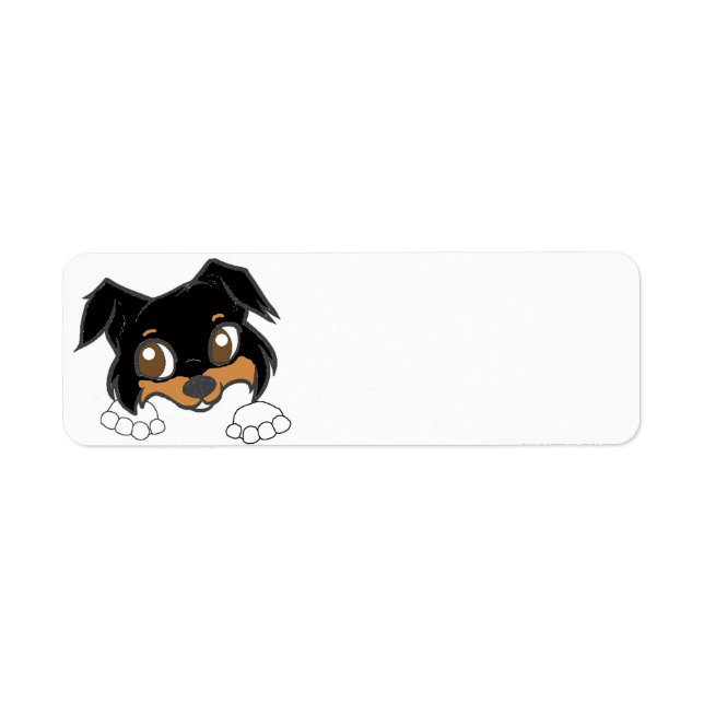 Etiqueta Shetland Sheepdog Black Tri Peeking Cartoon (Frente)