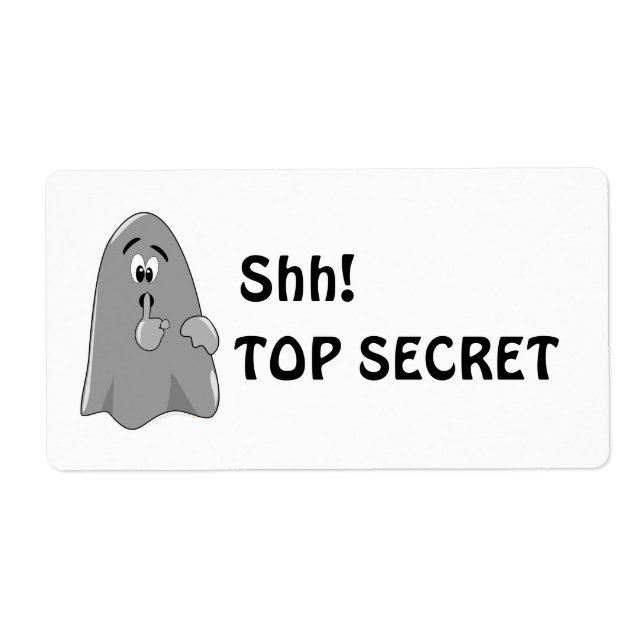 Etiqueta Shh Cartoon Ghost Top Secret Halloween (Frente)