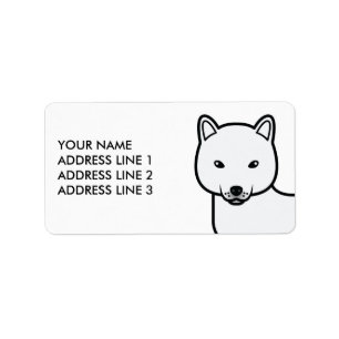 Etiqueta Shiba Branco Inu Cachorro de Cartoon e Texto Perso