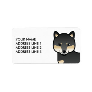 Etiqueta Shiba Inu, Cor Preta, Cão E Texto Personalizado