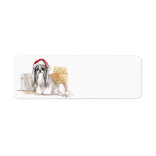 Etiqueta Shih tzu Christmas Dog Art Return Address Labs