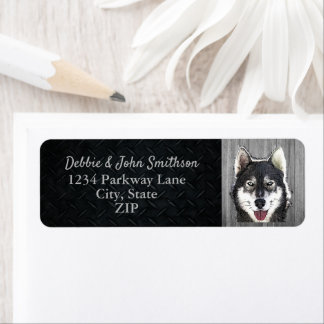 Etiqueta Siberian Husky Dog Return Address Animal Cute