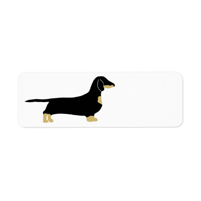 Etiqueta silhueta dachshund preta e bronzeada (Frente)