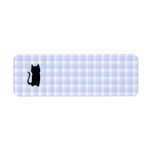 Etiqueta Silhueta de assento do gato preto. Na verificaçã