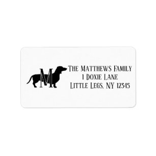Etiqueta Silhueta de Dachshund Preto e Branco