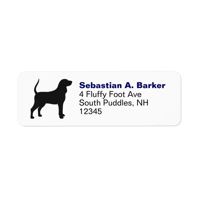 Etiqueta Silhueta do Black & Tan Coonhound (Frente)