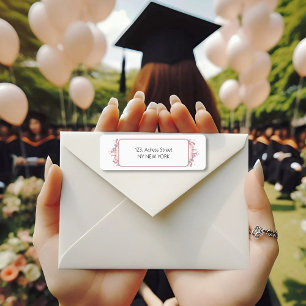 Etiqueta Silhueta Feminina Rosa Moderno com Borda de Gradua