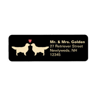 Etiqueta Silhuetas de Cachorro Retriever Dourado com Casal