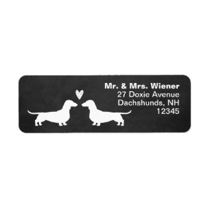 Etiqueta Silhuetas do Dachshund com os cães do Wiener do