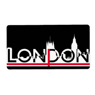 Etiqueta Silhuette de Londres e bandeira inglesa