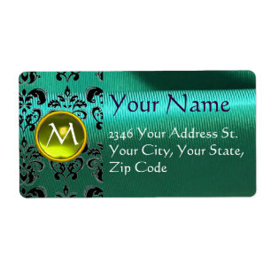 Etiqueta SILK DAMASK GEM amarelo azul