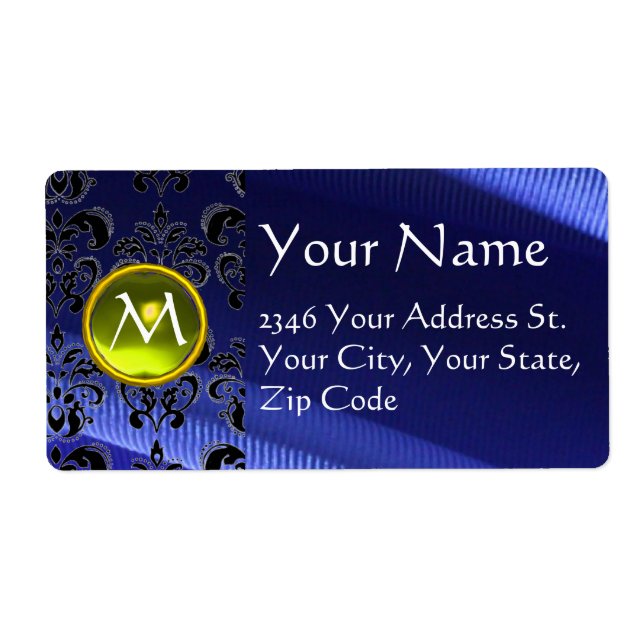 Etiqueta SILK DAMASK GEM amarelo azul elétrico (Frente)