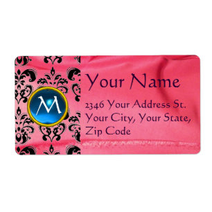 Etiqueta SILK DAMASK GEM azul rosa