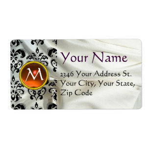 Etiqueta SILK DAMASK GEM cor de laranja branca